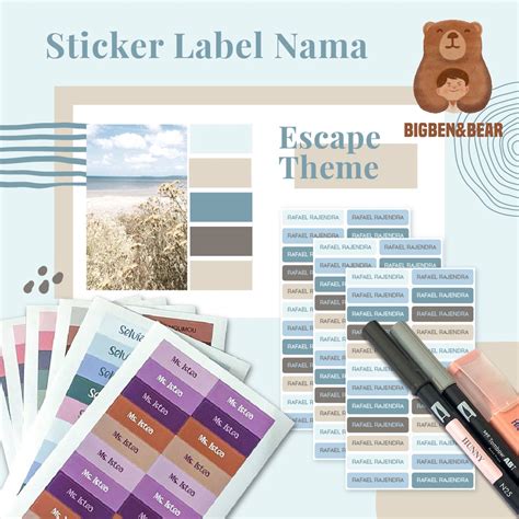 Jual Stiker Label Nama Pen Pencil Beach Theme Label Pen Pencil Botol