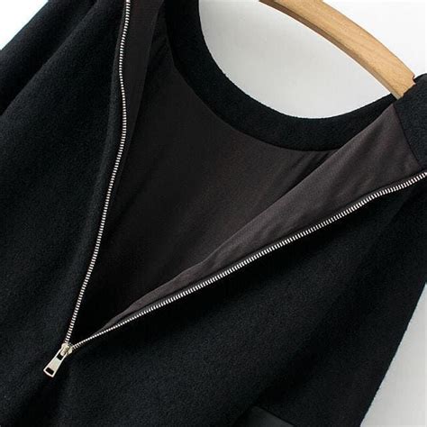 black long sleeve contrast pu leather zipper dress shein mujeres