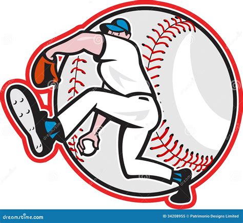 Baseball Pitcher Throw Ball Cartoon Stock Vector Illustration Of