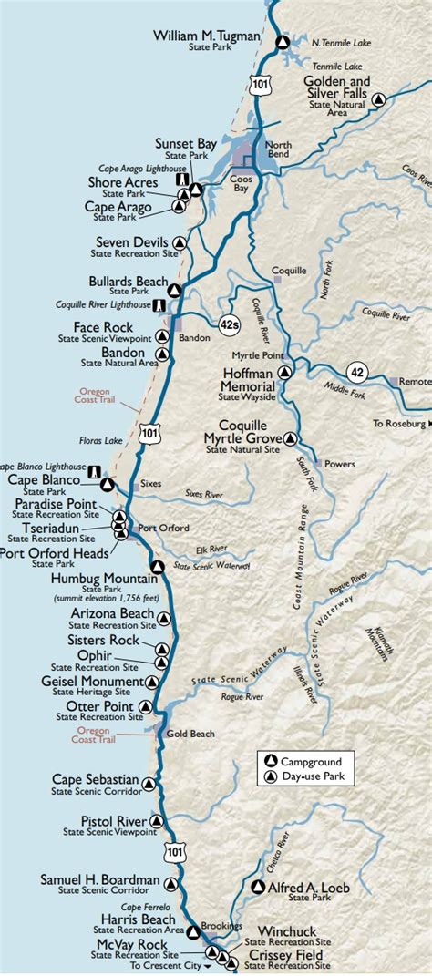 Oregon Coast State Parks Map