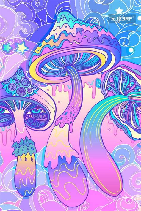 Magic Mushrooms Rf Vibrant Vector Illustration Hallucination