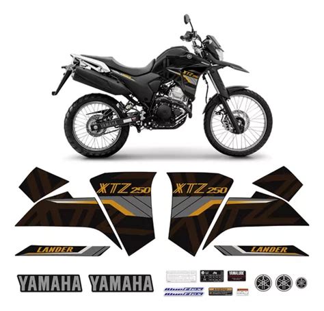 Adesivos Lander Xtz 250 2020 Moto Preta Emblemas Yamaha