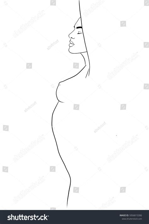 Elegant Beautiful Nude Woman Outline ภาพประกอบสตอก 1856815306