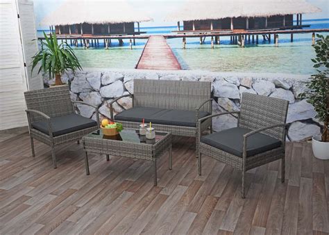 Poly Rattan Garnitur HWC F56 Balkon Garten Lounge Set Sitzgruppe