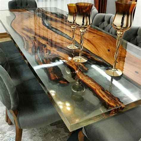 Resin Poured Wood Table Muebles De Resina Madera Y Resina Mesa De