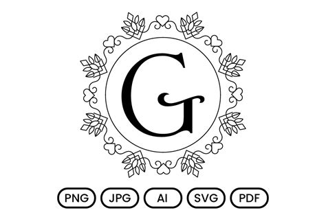 G Letter Monogram Alphabet Round Frame Graphic By Designscotch