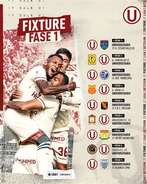 Universitario El Fixture De Los Cremas Para La Liga 1 2022 América