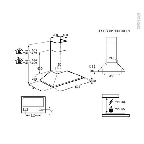 Hotte De Cuisine Aspirante Pyramide 60cm Noir FAURE FHC62462BA Oskab