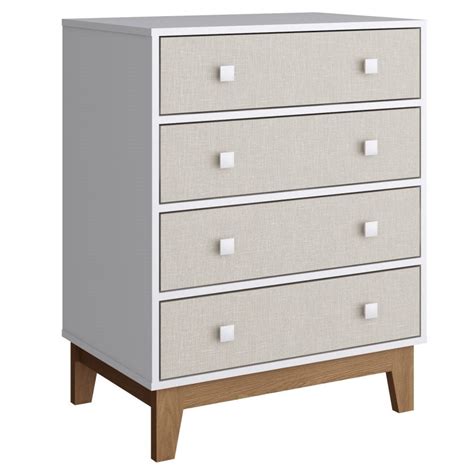 Cômoda Infantil Retrô By Gavetas Branco nude Completa Móveis