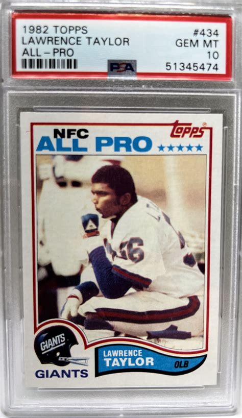 1982 Topps Lawrence Taylor Rookie Psa 10 Gem Mint 434 Ny Giants Hof