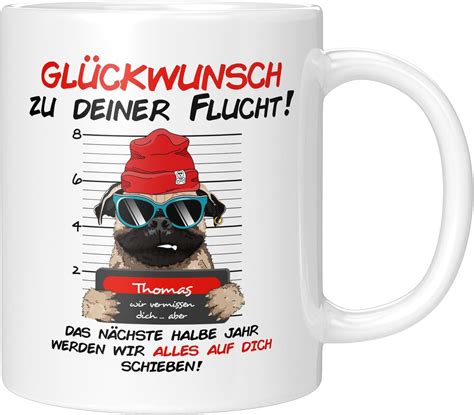 TassenTicker Glückwunsch zu deiner Flucht Abschiedsgeschenk