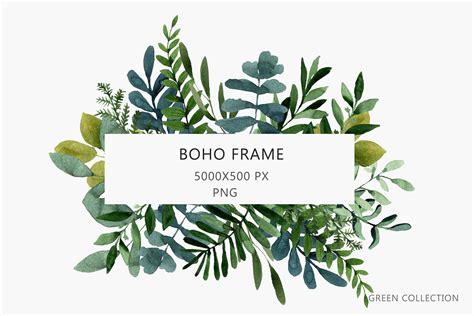 Watercolor Round Frame With Green Leaves Graphic By Julia Bogdan