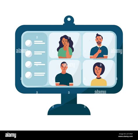 Four people virtual meeting screen Stock Vector Images - Alamy