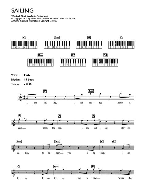 Sailing By Rod Stewart Sheet Music For Piano Chordslyrics At Sheet