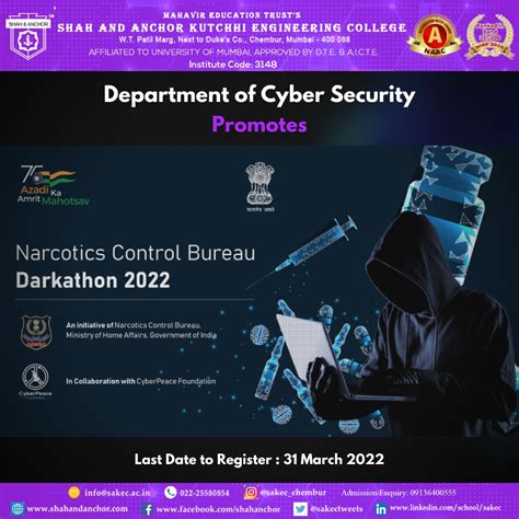 Narcotics Control Bureau Darkathon 2022 Sakec Cyber Security Department