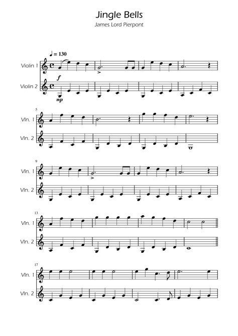 Jingle Bells Violin Duet Arr Ygor Nunes Sheet Music James Lorde