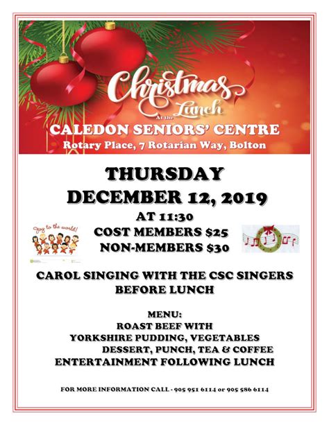 Christmas Lunch At The Caledon Seniors Centre Just Sayin Caledon