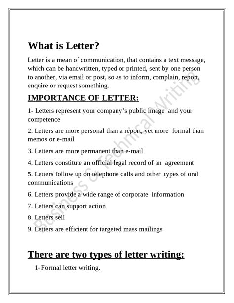 What Is Letter Writing And Its Types Docsity