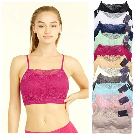 6 X Seamless Lace Bralette Crop Top Bra Cleavage Cover Padded Stretch One Size