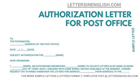 Authorization Letter For Post Office How To Write Authorization