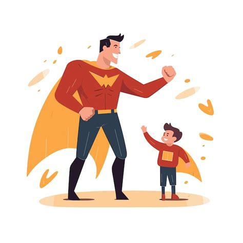 Premium Vector | Father day playing superhero with kids