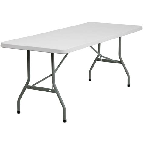 Lancaster Home 6 Foot Granite White Plastic Folding Table Banquet