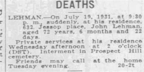 John Lehman death notice - Newspapers.com