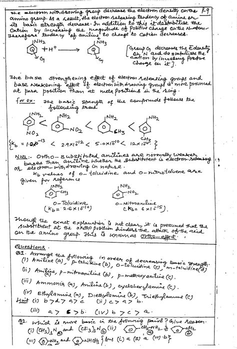 Amines And Organic Compound Containing Nitrogen Handwritten Notes For 12th Class Chemistry