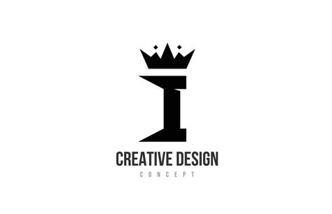 I black and white alphabet letter logo icon design with king crown and spikes. Template for ...