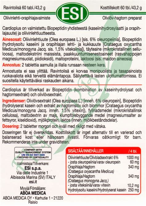 CardioPlus oliivinlehti- ja orapihlajalehtiuute - Finherb verkkokauppa