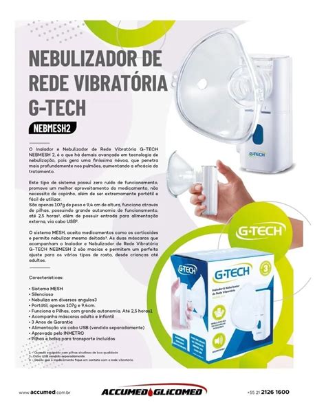 INALADOR NEBULIZADOR REDE VIBRATORIA G TECH Drogaria do Farmacêutico