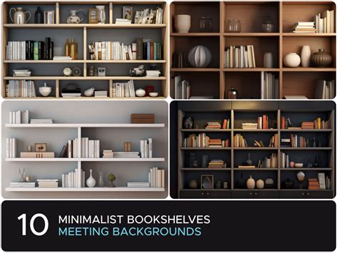 10 Minimalist Bookshelf Zoom Backgrounds Realistic Virtual - Etsy