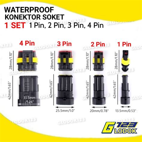 Jual Soket Konektor Kabel Anti Air Socket Waterproof 1P 2P 3P 4P