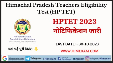 HP TET 2023 Notification Out Exam Date Qualification Himexam