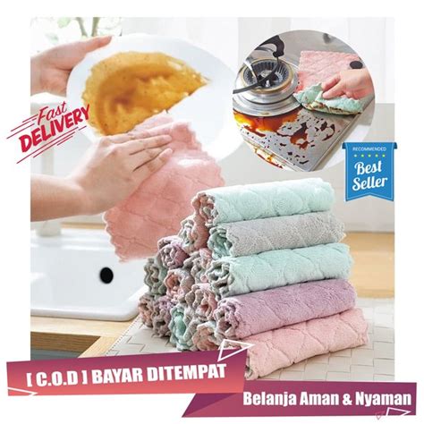 Jual Kain Lap Dapur Microfiber Anti Minyak Bahan Coral Fleece