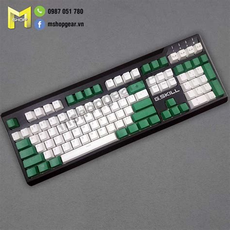 Set keycap pbt doubleshot xuyên led Trắng Xanh lá MShopgear vn