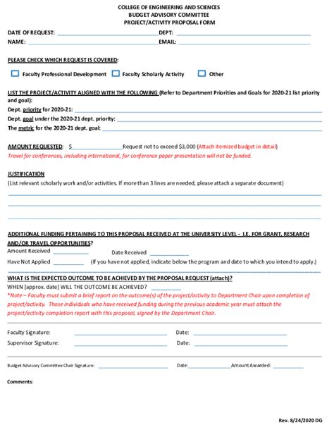 Fillable Online Budget Proposal Form For Activities Version 3