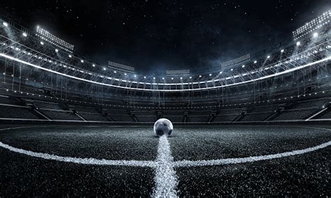 Sport Backgrounds Soccer Stadium Soccer Ball On Stadium Football Poster ...