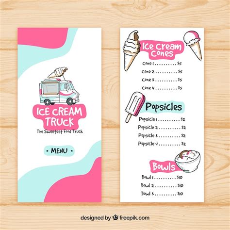 Free Vector | Hand drawn ice cream food truck menu