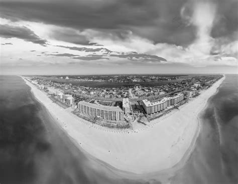 Panoramic Aerial View Of Fort Walton Beach At Sunset Florida Stock