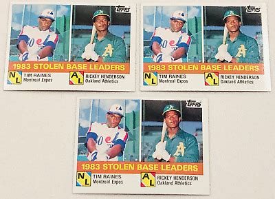 3 Tim Raines Rickey Henderson 1984 Topps 83 Stolen Base Leaders NM