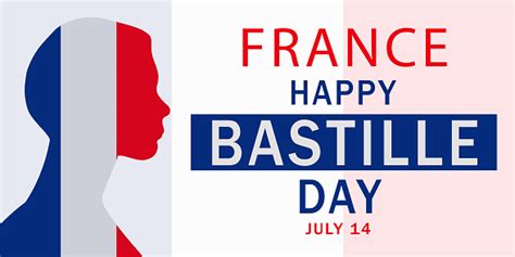 France Happy Bastille Day Concept Male Silhouette French Flag Text For