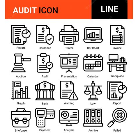 Premium Vector Audit And Business Line Icons Collection Big Ui Icon