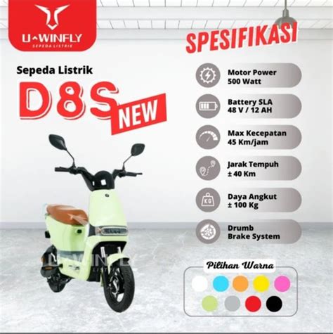 Jual Sepeda Listrik Uwinfly Dragonfly 8 D8S 500 Watt 48 Volt 12 AH Di