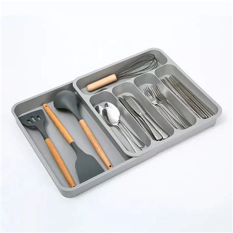 Pvc Kitchen Expandable Storage Tableware Tray Adjustable Knife Fork