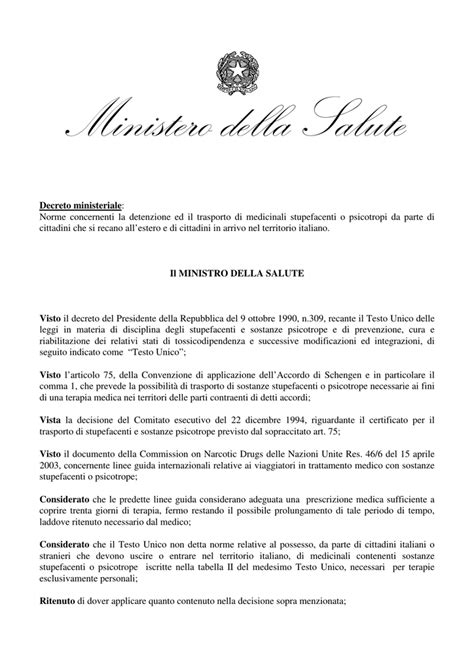 Decreto Del Presidente Della Repubblica 9 Ottobre 1990 N 309 Brahays