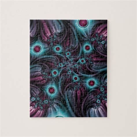 Into The Depth Blue Pink Abstract Fractal Art Jigsaw Puzzle