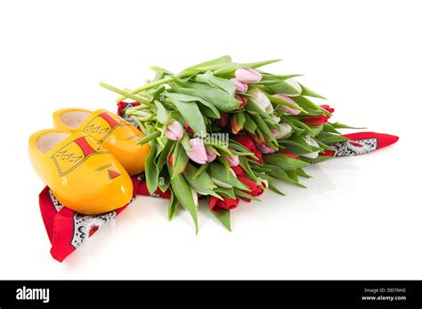 Dutch Clogs And Tulips Stock Photo Alamy