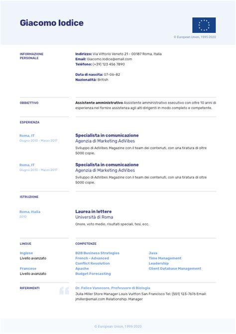Modello Cv Europass Formato Word Bilarasa