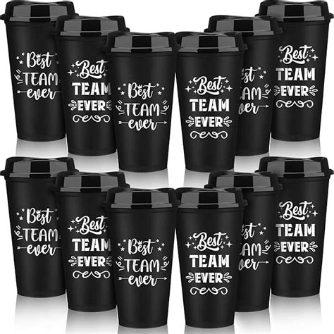 Sliner 12 Pcs Best Team Ever Ts Team Ts 16 Oz Reusable Coffee Cups With Lids